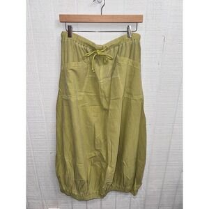 Miou Muse Balloon Skirt Women Green Corduroy Contrast Cotton Midi S